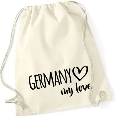 Produktbild von Huuraa Turnbeutel Germany my love 12 Liter Natural Baumwolle Rucksack Geschenkidee