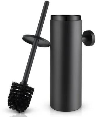 Immagine prodotto di Spazzola per WC in acciaio inossidabile, da montare a parete, finitura nera opaca, dimensioni L8.8*P8.8*H39cm