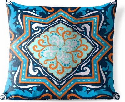 Produktbild von MuchoWow® Outdoor Kissen - Formen - Blau - Muster - 40x40 cm - Wetterfest - Lounge Kissen - Kopfkissen - Interieur - Polster mit Bild