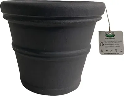 Produktbild von Garden Italia Vasen – Runde Vase ECO mit ICL-Rand Ø 41 cm – H. 33 – Hergestellt in Italien – 100 % recycelbar – Vase aus graphitgrauem Kunstharz – Leicht – Stoßfest, 40
