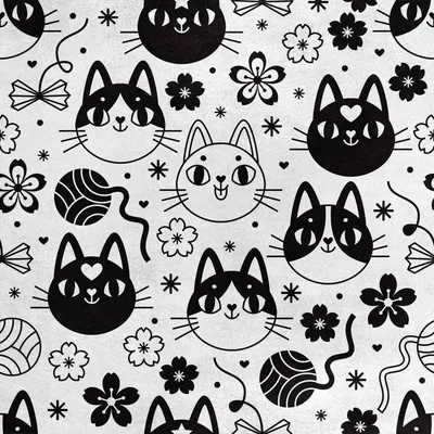 Produktbild von Royal Samt Stoff Polyester Zum Nähen - Motiv schwarze und weiße Katzen