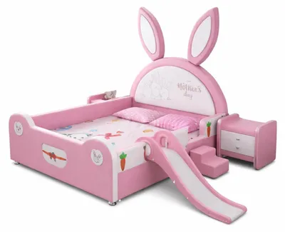 Image de Lit pour enfant Rosa "Häschen" avec toboggan et escalier, idéal pour les filles