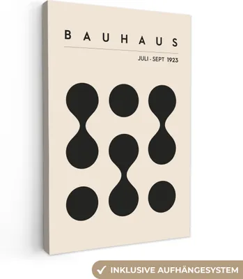 Produktbild von MuchoWow® - Leinwandbilder - Bauhaus - Abstrakt - Schwarz - Kunst - Modern, Wandbild, Wanddeko Bilder Wohnzimmer, 60x90 cm