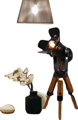 Obrázek produktu pro Stojací lampa, vintage design stativu, výškově nastavitelná, černá