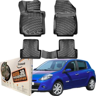 Produktbild von Trimak Autofußmatten kompatibel mit RENAULT CLIO III  (2006 - 2012) Auto Allwetter Gummimatten
