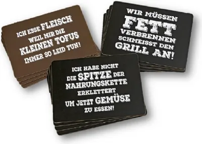 Produktbild von 4 Stück Tischsets Platzsets mit Spruch Wir müssen Fett verbrennen... Platzmatte 40 cm x 30 cm