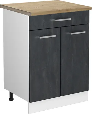 Produktbild von Küchenunterschrank Vicco R-Line Schwarz Beton 60 cm AP Eiche, Model 47620