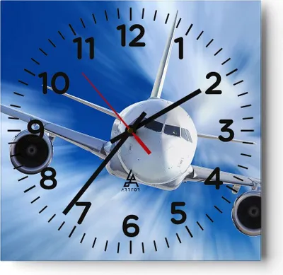 Produktbild von Wanduhr - Quadrat - Glasuhr - Luftfahrt Flugzeug Flug - 40x40cm - Schleichendes Uhrwerk - Lautlos - zum Aufhängen bereit - Dekoration Modern - Wanddekoration aus Glas - C4AC40x40-2537