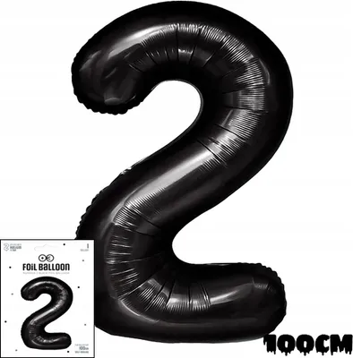Obrázok produktu pre FOLE BALLON DIGITAL DIGITAL 2 BLACK FOR BIRTHDAY EVENT Party 100cm