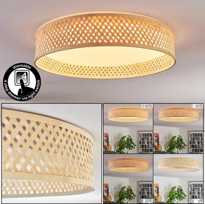 Produktbild von Barcellona Deckenlampe aus Metall/Bambus/Kunststoff in Weiß/Naturfarben