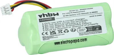 Produktbild von vhbw Akku Ersatz für 82-67705-01, BTRY-LS42RAAOE-01 für Barcodescanner POS (800 mAh, 3,6 V, NiMH)