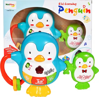 Produktbild von Malplay Rassel | Babyausstattung Mit Licht Und Geräusche | Spielzeug Für Jungen Und Mädchen - Lernspielzeug Für Babys Und Kleinkinder Ab 3 -12 Monaten | Pinguin