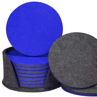 Filz-Untersetzer Set 8er, doppelseitig, rund, 5 mm, Blau/Grau