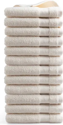 Produktbild von DoubleDry Hotel Kollektion Handtücher Set - 12 Teilig - 100% Baumwolle - 500 g/m² - Weich - 50x100 cm - Creme