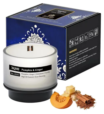 Obrázok produktu pre Sada vonných sviečok: tekvica, zázvor, škorica, vanilka. Sojový vosk. Doba horenia: 35 hodín. Darčeková krabička