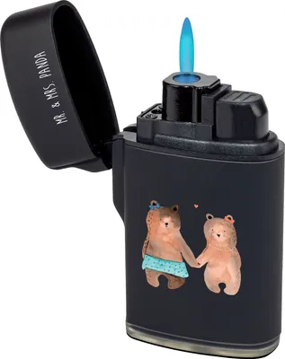 Produktbild von Mr. & Mrs. Panda Feuerzeug Bär Freundin - Schwarz - Geschenk, Teddy, gas anzünder, zigarettenanzünder, sturmfeuerzeug, Feuerzeuge