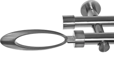 Produktbild von Gardinenstange mit Wandhalterung I Metall Edelstahl Look 2-läufig I Ø20mm I H41