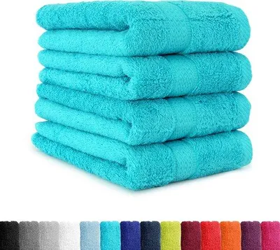 Produktbild von DigiRigi® BaSaTex Handtuch-Set 4-teilig, Baumwolle 50 x 100 cm, Türkis, mit Aufhängeöse – für Haushalt & Gäste