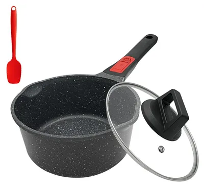 Productafbeelding van 18 cm Kookpan met Deksel - Inductiepan met Antiaanbaklaag en Afneembare Handgreep