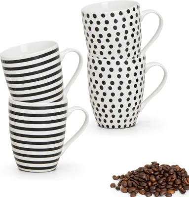 Produktbild von Kaffeetassen 4er Set Punkte Streifen Design gepunktet