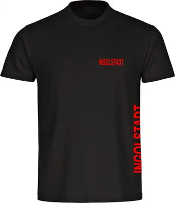 Produktbild von multifanshop Herren T-Shirt - Ingolstadt - Brust & Seite, schwarz, Größe L
