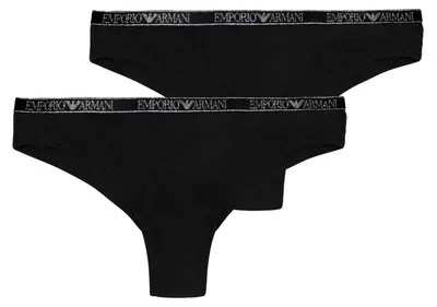 Produktbild von Emporio Armani Women's Essential Studs 2-Pack Brazilian Half Slip, Black, XL, Schwarz, XL