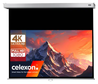 Imagen del producto de Pantalla de proyección manual - 300 x 169 cm - 16:9 - Tela para proyector - Blanco