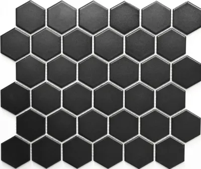 Produktbild von Mosaik Fliese Keramik Hexagon schwarz matt Duschrückwand Fliesenspiegel MOS11B-0311_f | 10 Mosaikmatten