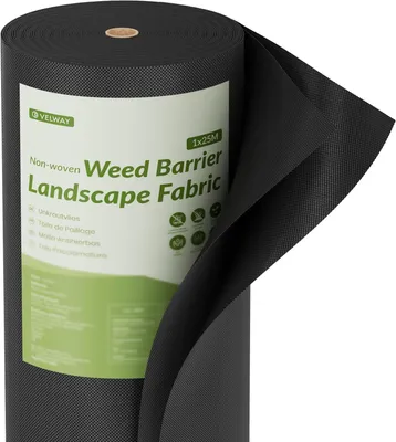 Image de Tissu anti-mauvaises herbes, 50 g/m², dimensions 1 x 25 mètres, perméable à l'eau, stabilisé aux UV, résistant à la déchirure, pour jardin