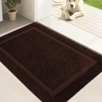 Produktbild von Fußmatte rutschfest Schmutzfangmatte maschinenwaschbar wasserabsorbierend Dunkelbraun 50 x 80 cm