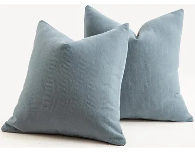Zdjęcie produktu dla Zestaw 2 poszewek na poduszki, 60x60 cm, niebieskie, z materiału chenille, miękkie, nowoczesne, dekoracyjne poduszki, poszewki