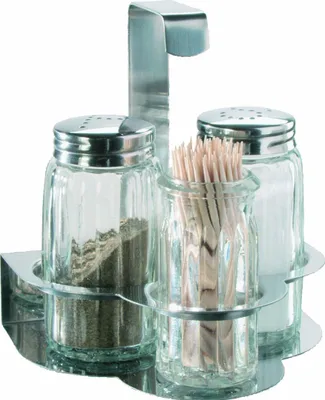 Menage-Set 4-teilig, Edelstahl/Glas, Höhe 10,5 cm