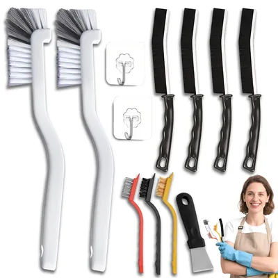 Eckbürsten-Set 26×12 cm, 11-teilig, schwarz