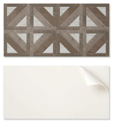 Produktbild von Geklebte Vinylplatte für Flur 100x50 cm Holz- und Betongeometrie