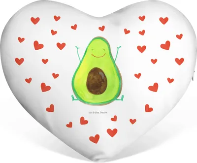 Produktbild von Mr. & Mrs. Panda Dekokissen Avocado Glücklich - Weiß - Geschenk, Freude, Chaos, Kuschelkissen, dekoartikel, Frucht, Sofakissen, Herzkissen, Liebeskissen