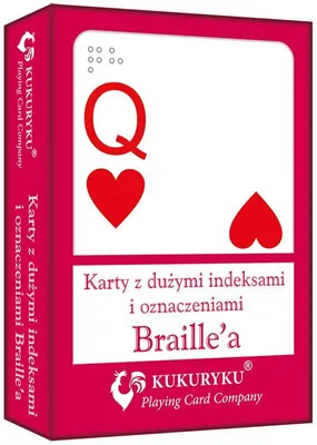 Zdjęcie produktu dla Karty do gry czerwone z dużymi indeksami i znakami Braile:a