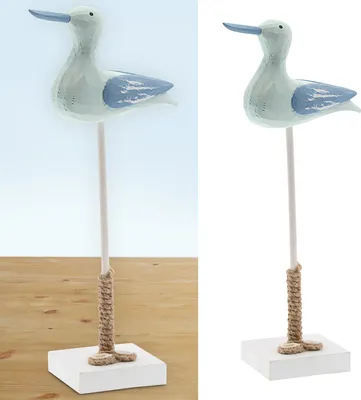 Produktbild von Seemöwe auf Fuß H36cm Holz Muscheln Seil maritim Vogel Möve Dekovogel See Meeresvogel