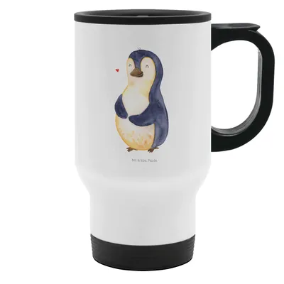 Produktbild von Mr. & Mrs. Panda Isolierbecher Pinguin Diät - Weiß - Geschenk, Thermobecher Groß, Mehrwegbecher, Pinguine, Abnehmen, glücklich, Gewicht, thermosbecher, To Go