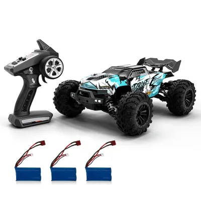 Obrázek produktu pro RC auto 2,4 GHz, rychlost 70 km/h, vysokorychlostní terénní RC trucky v měřítku 1:16, LED osvětlení, pohon všech kol, závodní a lezecké auto pro dospělé, 3 baterie