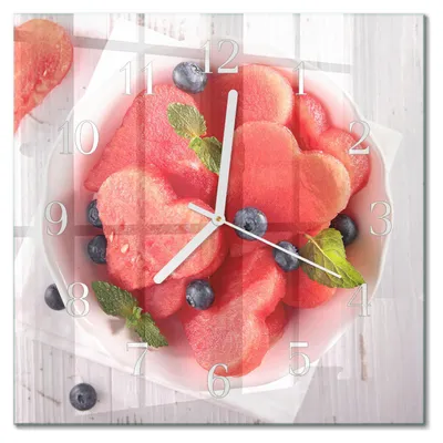 Produktbild von Tulup Glasuhr Wanduhr Küchenuhr Echt-Glas 30x30 cm Modern Dekorativ Geräuschlos Weiße Zeiger - Wassermelonenherz