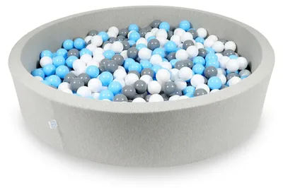 Immagine prodotto di Bacinella 130x30cm grigio chiaro con 600 palline: azzurro, bianco, grigio