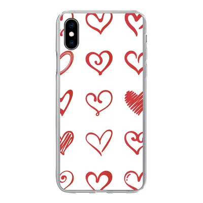 Produktbild von MuchoWow® Handyhülle Schutzhülle Hülle für iPhone Xs Eine Illustration mit Herzen in verschiedenen Formen Silikon Softcase Handy Hülle - Handytasche
