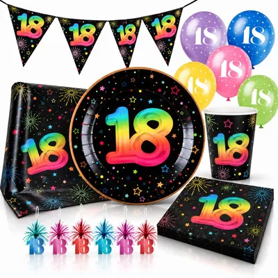 Produktbild von 18. Geburtstag Partyset bunt Geburtstagsdeko Geburtstag Dekoration