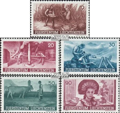 Produktbild von Briefmarken Liechtenstein 1941 Mi 192-196 (kompl.Ausg.) postfrisch Landwirtschaft