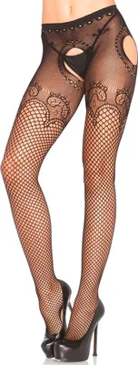 Produktbild von Offene Strumpfhose mit Muster, Schwarz