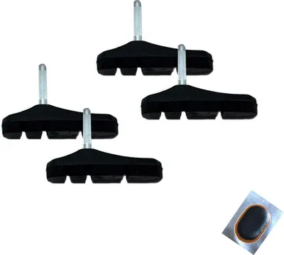 Produktbild von Contec CBS-320 Fahrrad Bremsbelag Bremsklötze schwarz 70 mm Bremse 2 x 2 Stück inkl. Schlauchflicken
