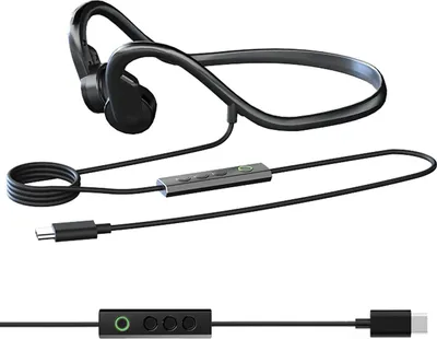 Produktbild von Sumeber knochenleitungskopfhörer mit Kabel Sport Kopfhörer mit Mikrofon verdrahtet Kopfhörer IPX5 Wasserdichtes Musik-Leichtgewicht zum Laufen Trainieren Wandern Fahren Radfahren (G5-USB-C)