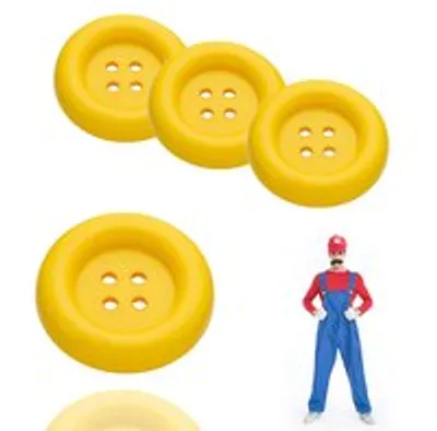 Obrázok produktu pre 4x Super XL gombíky Hlava Mario 4 cm žltá na kostým, prestrojenie, pre dospelých