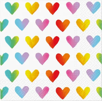 Produktbild von Servietten 33x33 cm - Rainbow Hearts