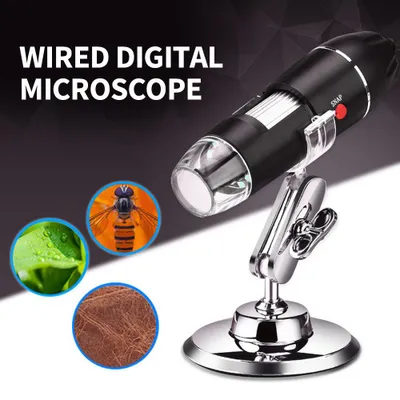 Obrázek produktu pro 1600× kabelový digitální mikroskop, přenosný ruční mikroskop s rozhraními USB a USB, 8 LED diod, adaptér Type-C